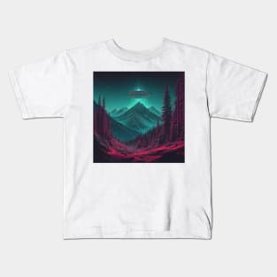 UFO Chronicles Podcast - UFO Glitch Artwork V11 Kids T-Shirt